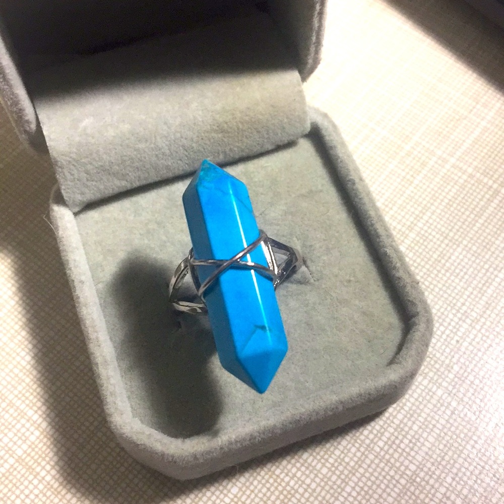 NEW Reiki Chakra Hexagonal Howlite turquoise Ring